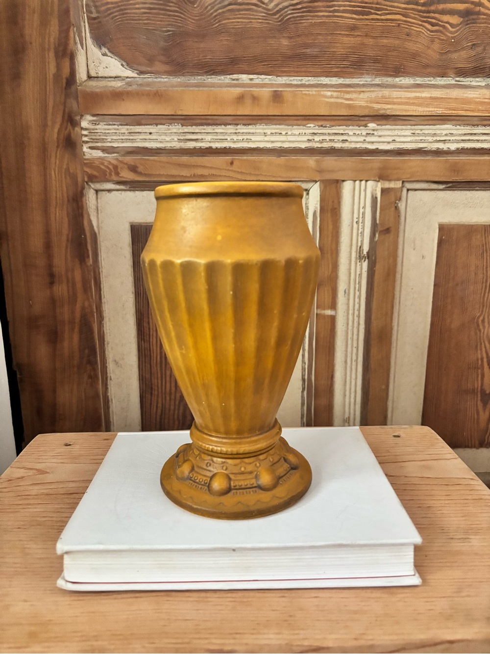Mustard Yellow Decorative Ceramic Vase - 8.5” tall